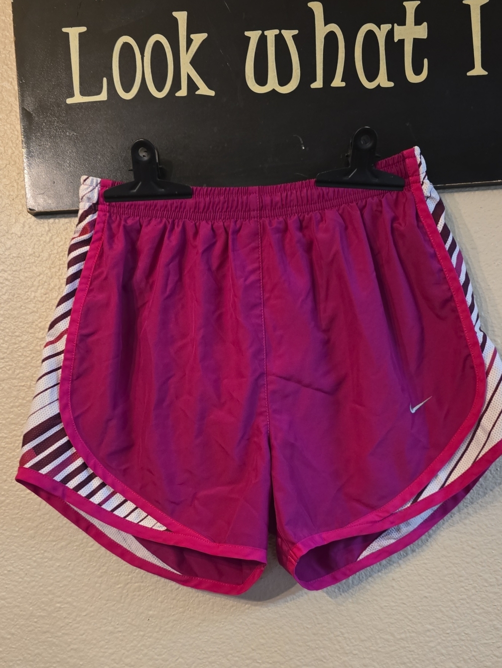 Nike Magenta Women's Athletic Shorts with Striped Side Panels